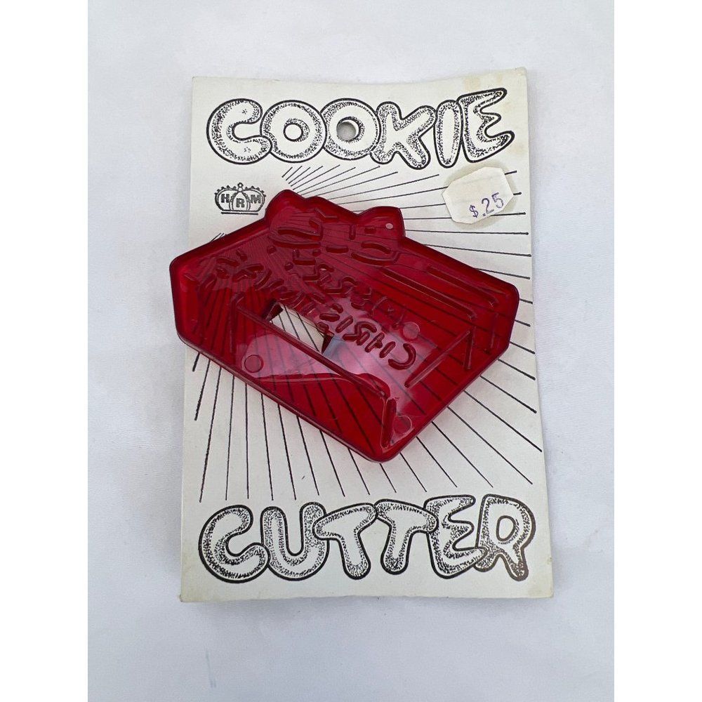 New Vintage HRM Merry Christmas Present Red Cookie Cutter